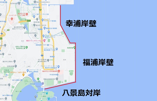幸浦・福浦岸壁・八景島対岸　釣り場地図